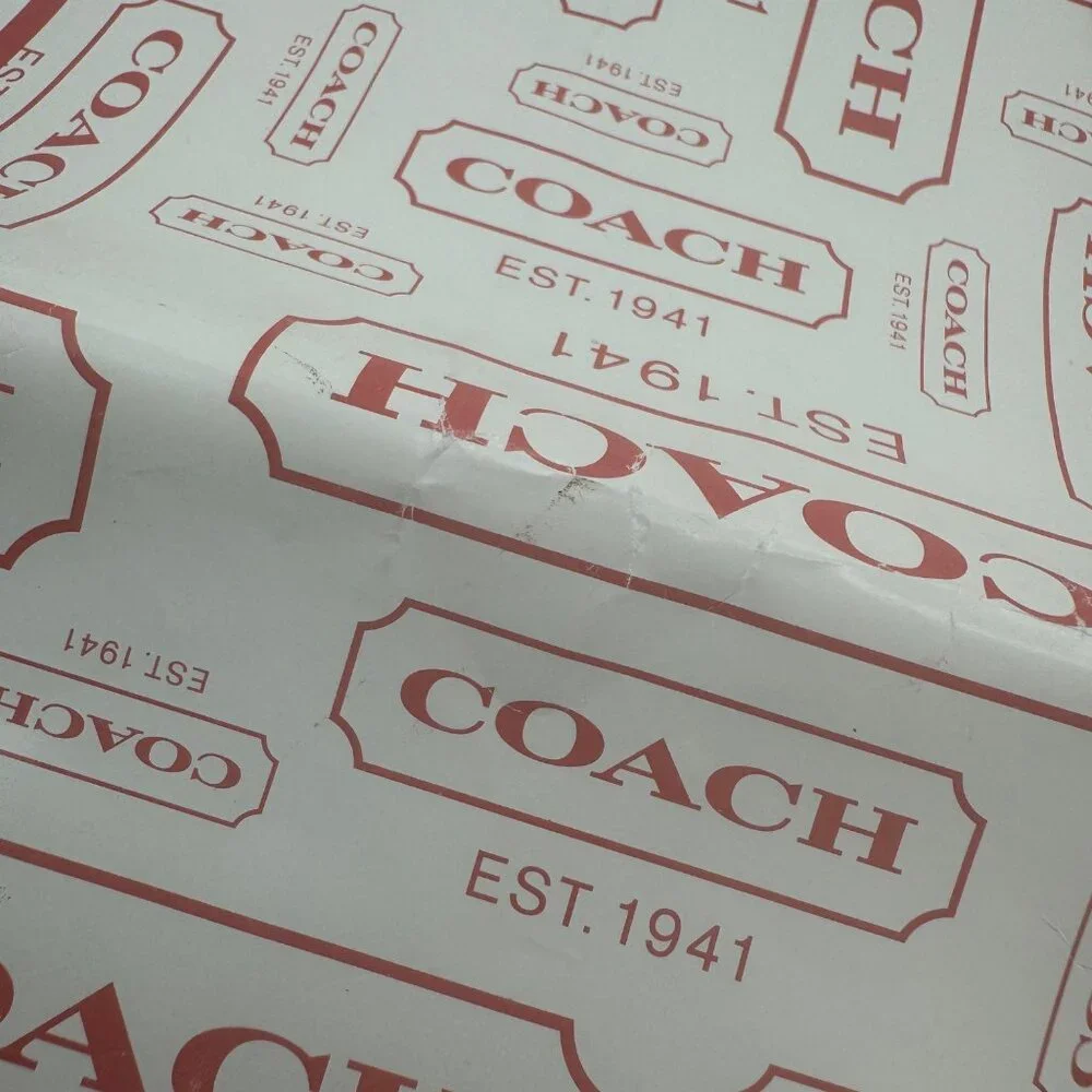 Coach Logo Print Paper Shopping Bag White Red Design Durable Handles Vintage